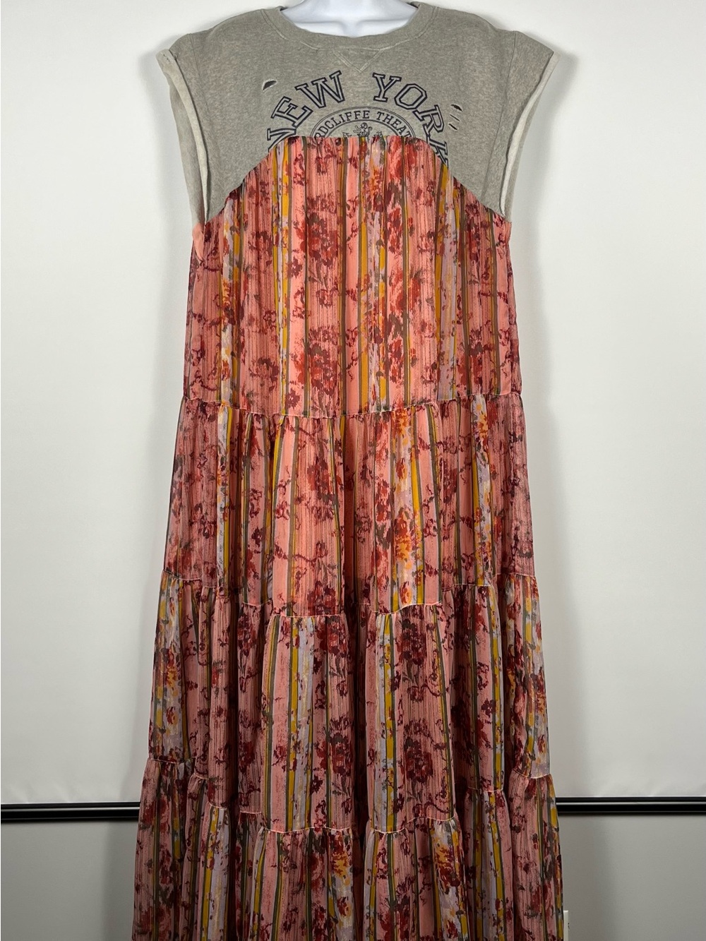 Free People Wallpaper Maxi Dress Pink with Floral Stripe Size Small - Picture 6 of 11